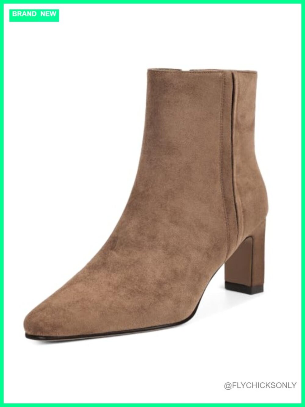 Pointed Toe Block Heel Ankle Boots Suede Side Zip Women's Booties